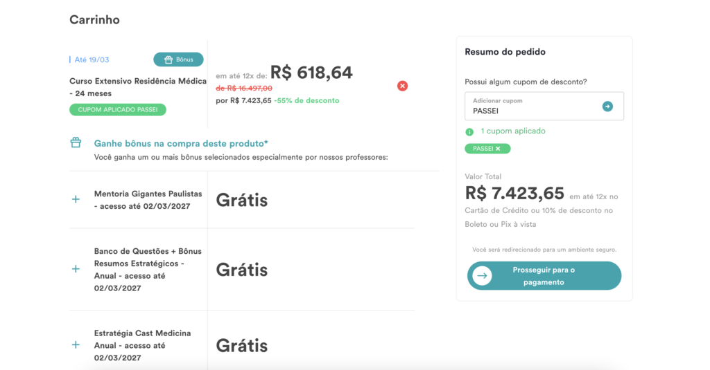 Cupom PASSEI aplicado